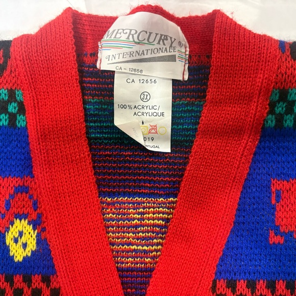 Vintage 90s Colorblock Car Truck Van Novelty Knit Cardigan Sweater Kids Size - Picture 3 of 3